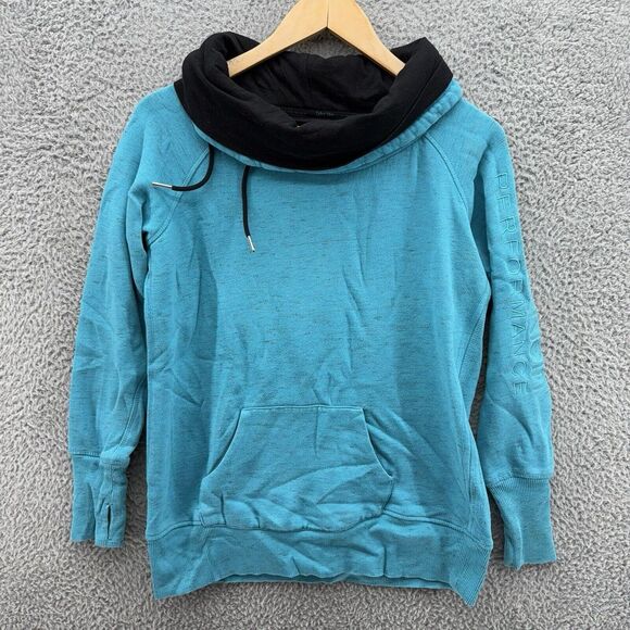 Calvin Klein Sweatshirt Women‎ M Blue Performance Quick Dry Cowl Neck READ - Picture 1 of 11
